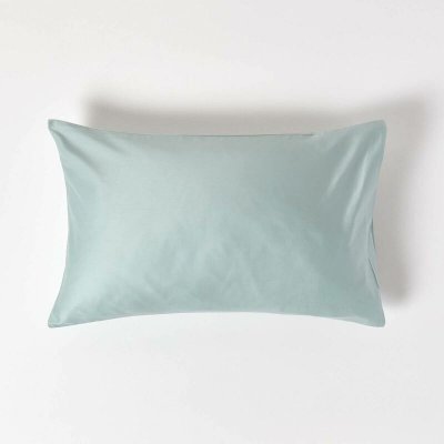 HOMESCAPES Taie d'oreiller rectangulaire 100 % coton Bio 400 fils bleu givr&eacute; 50 x 75 cm