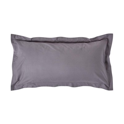 HOMESCAPES Taie d'Oreiller rectangulaire 100% coton Gris fonc&eacute; 200 fils 50 x 90 cm