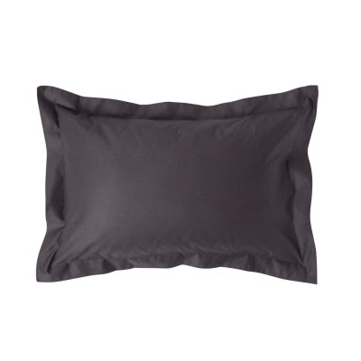 HOMESCAPES Taie d'oreiller rectangulaire coton Egyptien 1000 fils coloris gris fonc&eacute; 50 x 75 cm