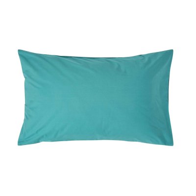 HOMESCAPES Taie d'oreiller rectangulaire coton Egyptien 200 fils coloris sarcelle 50 x 75 cm