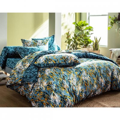 BECQUET Taie d'oreiller r&eacute;versible 65x65 bleue en coton