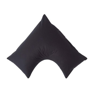 HOMESCAPES Taie d'oreiller sp&eacute;cial oreiller cervical en coton &eacute;gyptien 200 fils Forme V noir