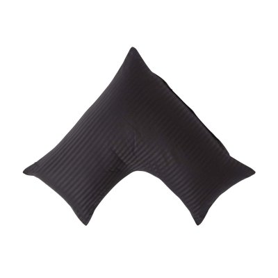 HOMESCAPES Taie d'oreiller sp&eacute;cial oreiller cervical en coton &eacute;gyptien 330 fils Forme V noir