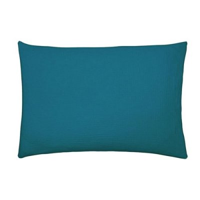 ESSIX Taie D'oreiller Unie En Gaze De Coton Lav&eacute;e, Tendresse Bleu Paon