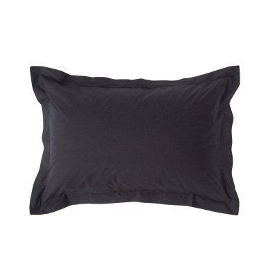 HOMESCAPES Taie d'oreiller volant plat en coton Egyptien 200 fils coloris noir 50 x 75 cm