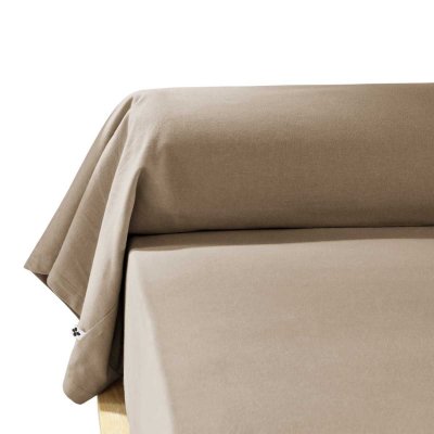 ALTOBUY Taie de traversin 43x185cm en flanelle de coton coloris Ficelle - HEDDA -