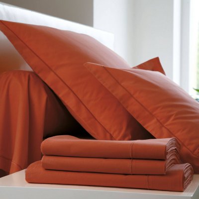 BLANC DES VOSGES TAIE DE TRAVERSIN 90/190 Percale Terra Cotta 