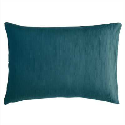 BECQUET Taie de traversin DOUBLE GAZE bleu canard en double gaz de coton
