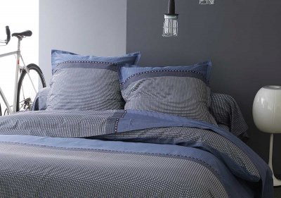 TRADILINGE Taie de Traversin en Satin de Coton - Bleu Gris - 86 x 200 cm