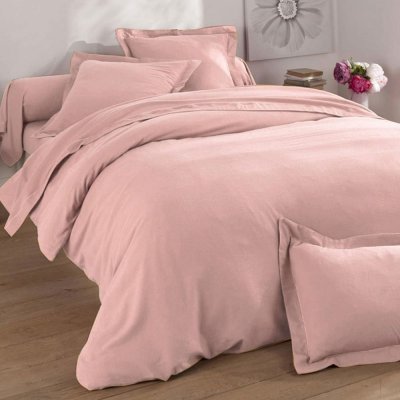 BECQUET Taie de traversin FLANELLE UNI rose poudre en flanelle