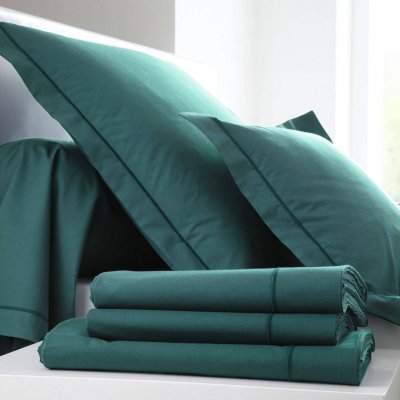 BLANC DES VOSGES Taie de traversin Percale Easy  45 x 190 cm Bleu paon