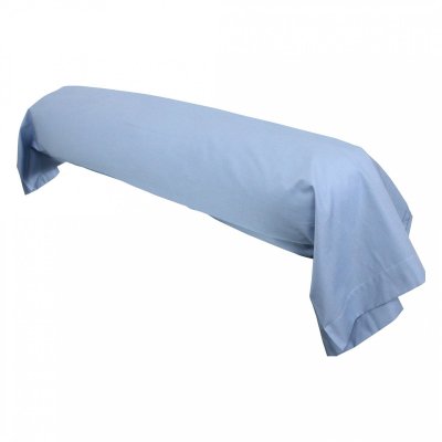 LINNEA Taie de traversin uni 100% coton alto 140x43 cm - Bleu Belle ile
