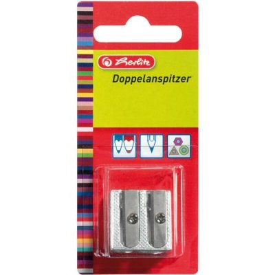 HERLITZ Taille-crayons duo, en aluminium, forme biseaut&eacute;e