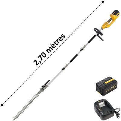 GT ELEC Taille-haies sur perche sans fil &agrave; batterie, 40 V,  + batterie 2 Ah + chargeur