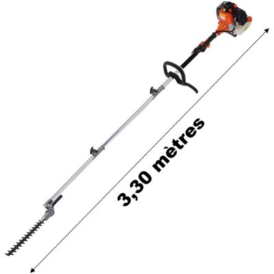 GT GARDEN Taille-haies thermique sur perche, 52 cm3, 3 CV, longueur 3.30 m&egrave;tres