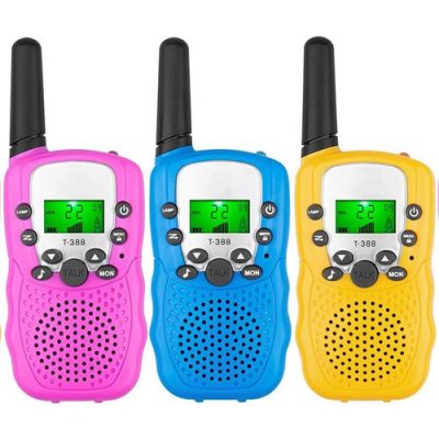 GENERIQUE Talkie Walkie 3km Rose + jaune + bleu 16x12x7 cm 0.5W 3 paquet 