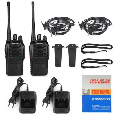 BAOFENG Talkie Walkie 888S Noir- UHF 400-470MHz, 2-4 km, 8H Vie de la batterie 