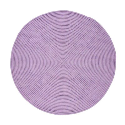 TAM TAM Tapis rond en coton r&eacute;versible effet cordage diam&egrave;tre 120 cm - Violet