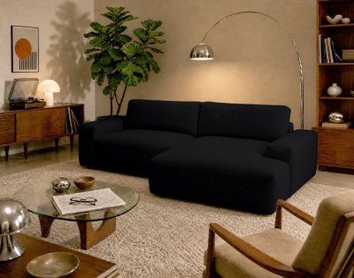 BEST MOBILIER Tama - Canap&eacute; d'angle droit 4 places convertible avec coffre en tissu