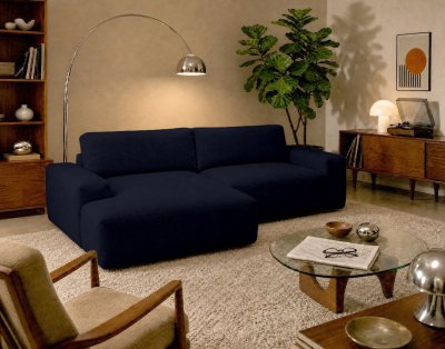 BEST MOBILIER Tama - Canap&eacute; d'angle gauche 4 places convertible avec coffre en tissu