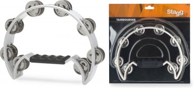 STAGG Tambourin blanc Demi lune avec cymbalettes TAB-2 WH