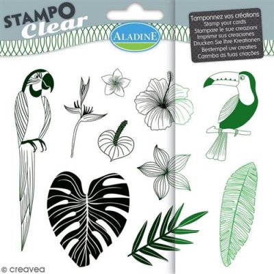 ALADINE Tampon clear  - Jungle - Planche 15 x 12,5 cm - 10 Stampo'clear