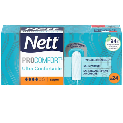 NETT Tampons Hyg&eacute;gique Pro-comfort Super X24  - La Bo&icirc;te De 24 Tampons
