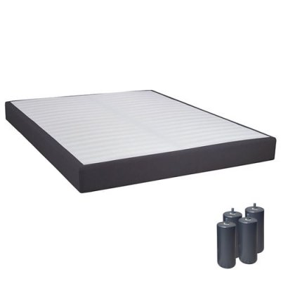 ALTOBUY TAPIKIT - Sommier Tapissier D&eacute;montable 2x20 Lattes 140x190cm Anthracite + Pieds Anthracites 15cm -