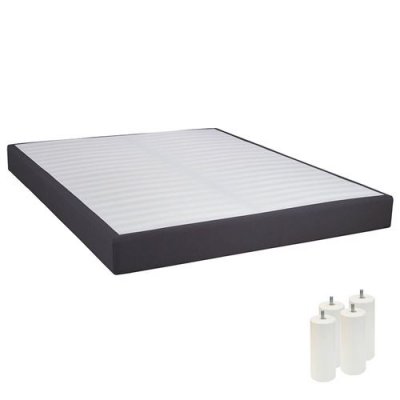 ALTOBUY TAPIKIT - Sommier Tapissier D&eacute;montable 2x20 Lattes 140x190cm Anthracite + Pieds Blancs 15cm -