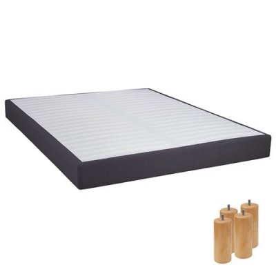 ALTOBUY Tapikit - sommier tapissier d&eacute;montable 2x20 lattes 140x190cm anthracite + pieds bois 15cm