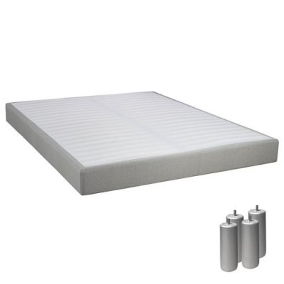ALTOBUY Tapikit - sommier tapissier d&eacute;montable 2x20 lattes 140x190cm lin + pieds argent 15cm