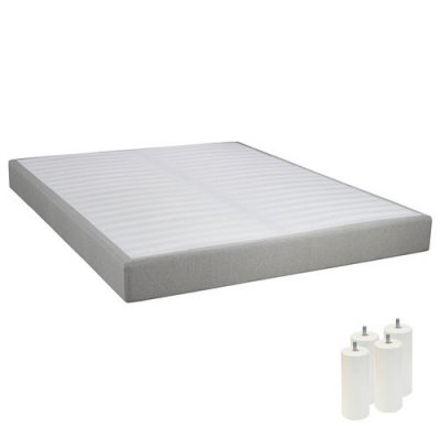 ALTOBUY Tapikit - sommier tapissier d&eacute;montable 2x20 lattes 140x190cm lin + pieds blancs 15cm