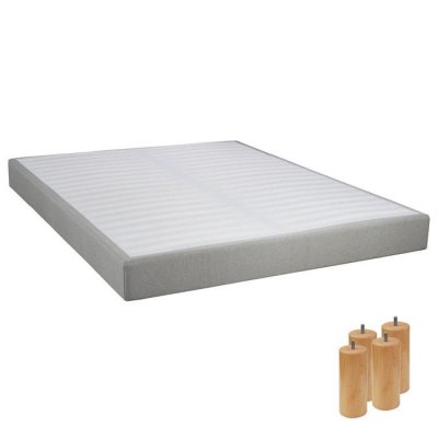 ALTOBUY TAPIKIT - Sommier Tapissier D&eacute;montable 2x20 Lattes 140x190cm Lin + Pieds Bois 15cm -