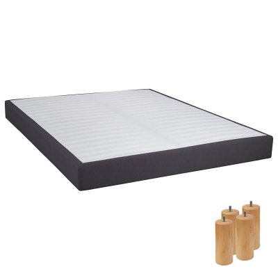 ALTOBUY Tapikit - sommier tapissier d&eacute;montable 2x20 lattes 160x200cm anthracite + pieds bois 15cm