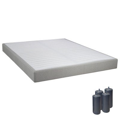 ALTOBUY Tapikit - sommier tapissier d&eacute;montable 2x20 lattes 160x200cm lin + pieds anthracites 15cm