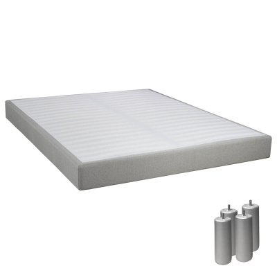 ALTOBUY Tapikit - sommier tapissier d&eacute;montable 2x20 lattes 160x200cm lin + pieds argent 15cm
