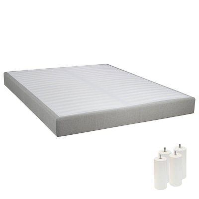 ALTOBUY Tapikit - sommier tapissier d&eacute;montable 2x20 lattes 160x200cm lin + pieds blancs 15cm