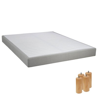 ALTOBUY TAPIKIT - Sommier Tapissier D&eacute;montable 2x20 Lattes 160x200cm Lin + Pieds Bois 15cm -