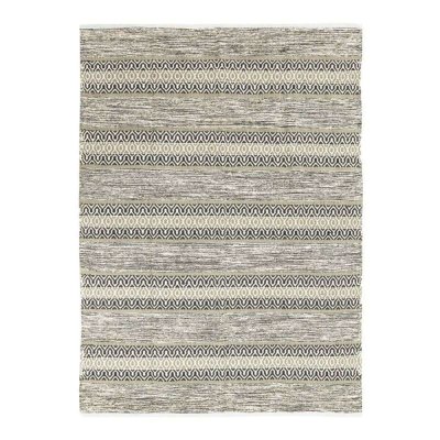 THEDECOFACTORY Tapis 100% coton bande ethno blanc-sable 120x170