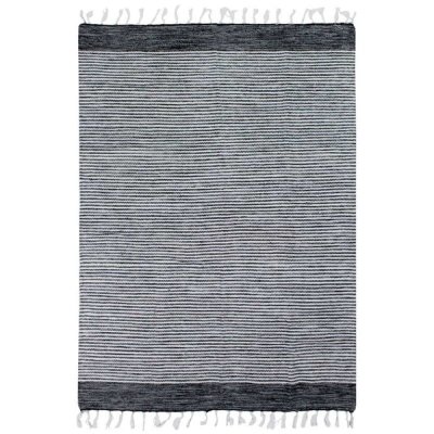 THEDECOFACTORY Tapis 100% coton bandes noir-gris-blanc 120x170