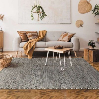 THE DECO FACTORY Tapis 100% coton tiss&eacute; et tress&eacute; marron 160x230