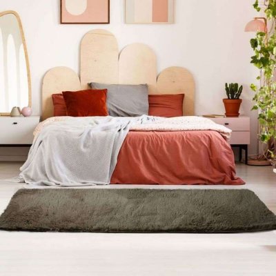 THEDECOFACTORY Tapis &agrave; Poils Longs Extra-Doux, 80cm x 180cm, Taupe