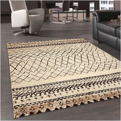UNAMOURDETAPIS Tapis berb&egrave;re style - 60x110 cm - MOROCCO TRIBAL Beige - Polypropyl&egrave;ne - UN AMOUR DE TAPIS