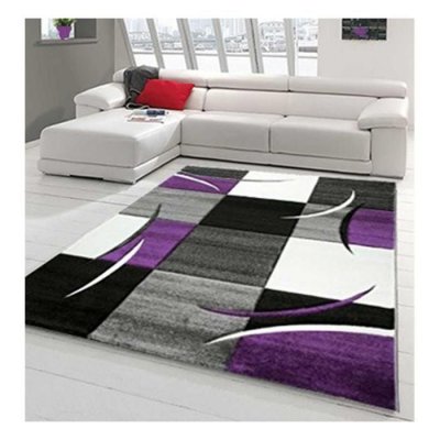UNAMOURDETAPIS Tapis Chambre 80x150 Tiss&eacute; Violet Rectangle Motif G&eacute;om&eacute;trique Di 65