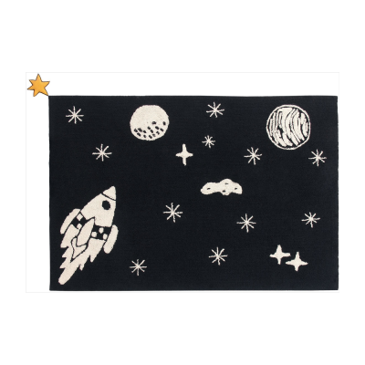 LORENA CANALS Tapis coton motif espace noir 140x200