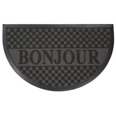 PARIS PRIX Tapis d'entr&eacute;e demi-lune - 45 x 75 cm - Bonjour - Noir