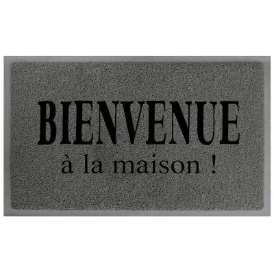 AC DECO Tapis d'entr&eacute;e Maison 45x75 cm gris et noir