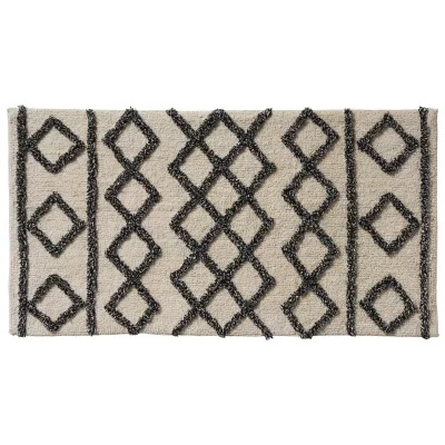 GUY LEVASSEUR Tapis de bain en coton fantaisie noir et blanc 60x120cm - noir