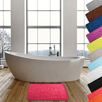MSV Tapis de bain Microfibre pebble 50x80cm Fuschia - Rose - 