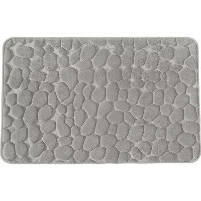 GUY LEVASSEUR Tapis de bain uni mousse &agrave; m&eacute;moire de forme 50x80cm mineral - perle